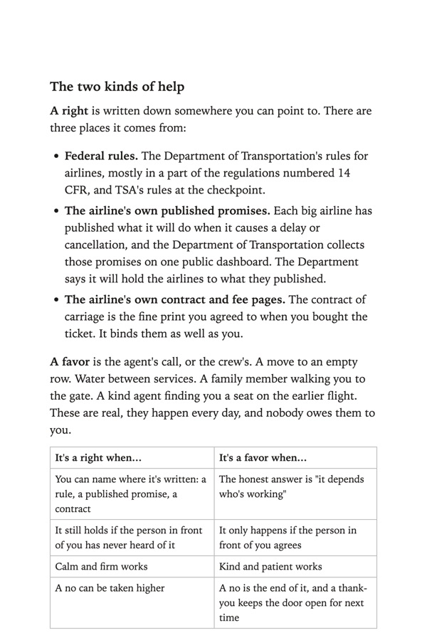 A page from the book: Right or favor, side by side
